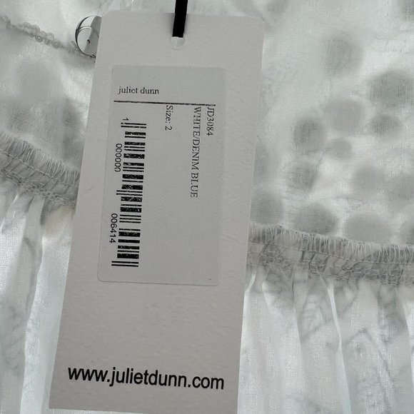 Juliet Dunn Cotton Tie Shoulder Midi Dress White/Denim Blue sz 2/M/6-8 $443 NWT - Picture 9 of 11